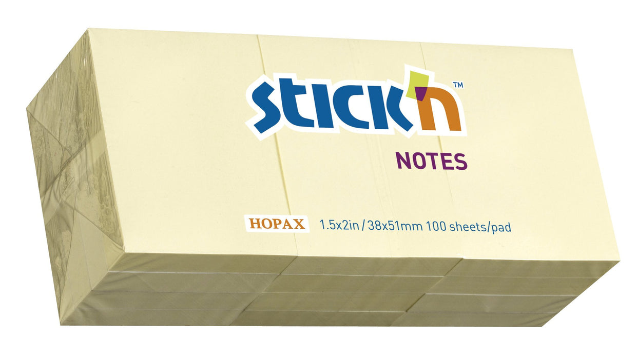 Best Value Stick N 21003 38x51mm Pastel Sticky Note - Yellow (Pack of 12 Pads)