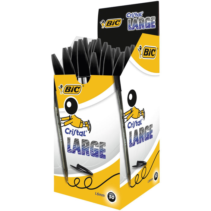 Best Value BIC Cristal Large Ball Pens Wide Point (1.6 mm) - Black, Box of 50