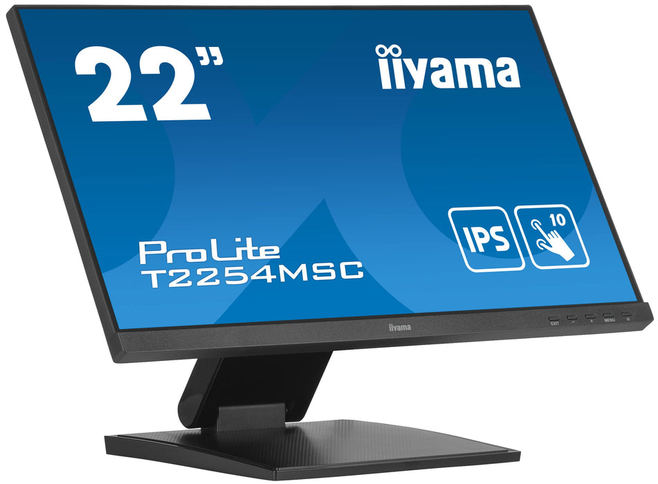 iiyama ProLite T2254MSC-B1AG - LED monitor - 22" (21.5" viewable) - touchscreen - 1920 x 1080 Full HD (1080p) @ 60 Hz - IPS - 250 cd/m² - 1000:1 - 4 ms - HDMI, DisplayPort - speakers - matte black