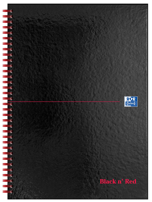 Best Value Oxford Black n' Red A4 Glossy Hardback Wirebound Notebook, Ruled, 140 Page, 1 Notebook