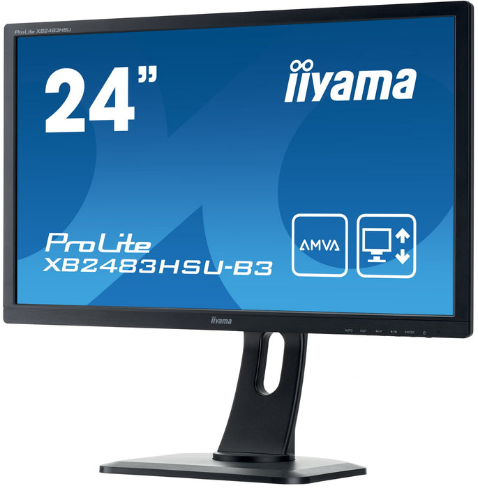 Best Value iiyama XB2483HSU-B3 24" ProLite Height Adjustable AMVA HD LED Monitor with USB - Black