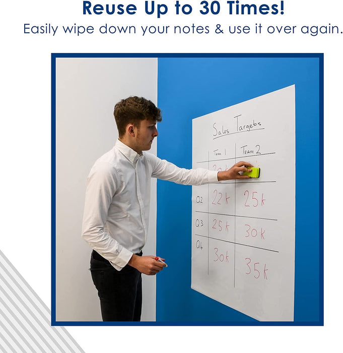 Large Whiteboard Sheets Stick on Wall - A0 Size