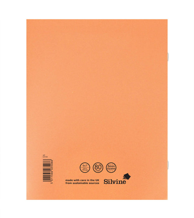 Best Value Silvine Exercise Book 5mm Squares 80 Pages 229x178mm Orange Ref EX105 [Pack of 10]