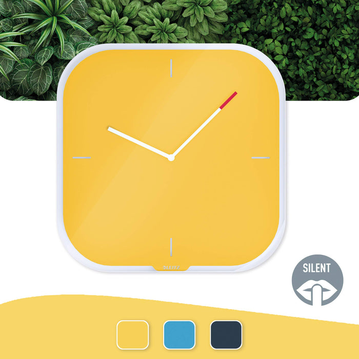 Leitz Cosy Silent Glass Wall Clock Warm Yellow 90170019