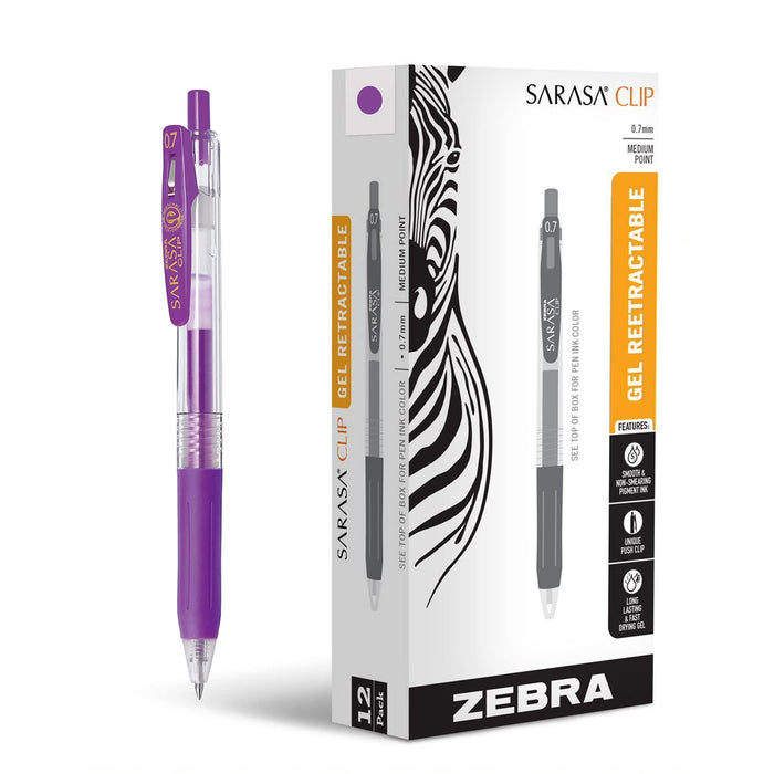 Zebra Sarasa Clip Eco Gel Pen Medium Point Violet (Pack 12) 35148