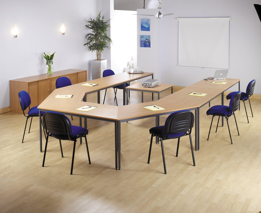 Dams International Rectangular Meeting Room Table with Oak Coloured MFC Top and Graphite Frame Flexi 1400 x 800 x 725 mm