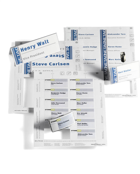 Best Value Durable 145602 Badgemaker, Printable Name Badge Insert Sheets, White ,60 x 90 mm - 160 Inserts