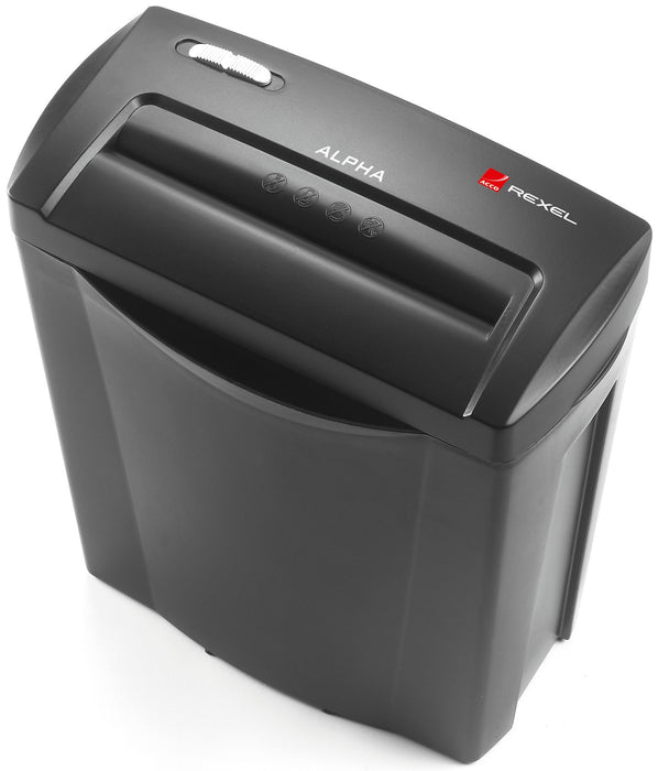 Best Value Rexel 2102023 Alpha 5 Sheet Manual Cross Cut Shredder for Home or Small Office Use, 14 Litre Bin, Black