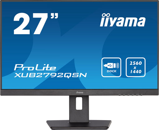 iiyama ProLite XUB2792QSC-B5 - LED monitor - 27" - 2560 x 1440 WQHD @ 75 Hz - IPS - 350 cd/m² - 1000:1 - 4 ms - HDMI, DisplayPort, USB-C - speakers - matte black