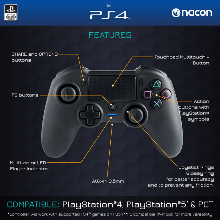 Nacon Asymmetric Wireless Controller Black (PS4)