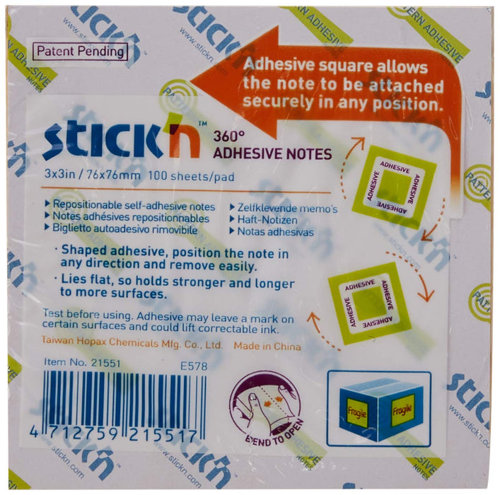 Best Value Stickn Repositionable 360 Notes 76x76mm Assorted PK12