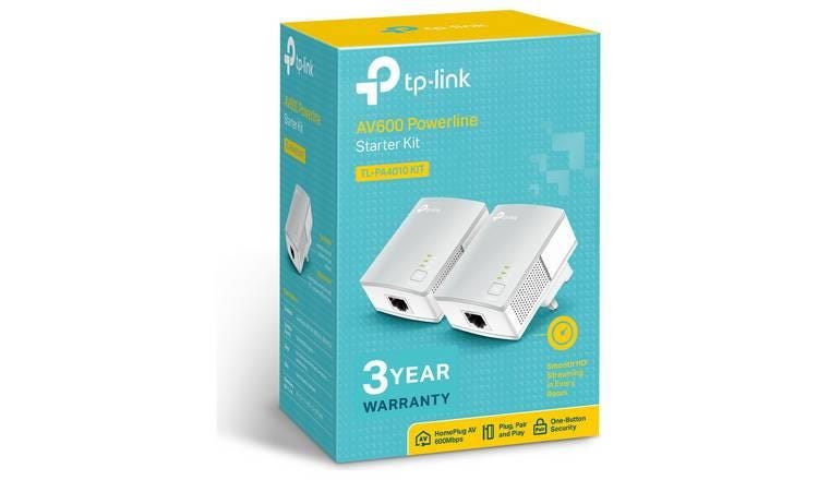 TP-Link TL-PA4010KIT Nano AV600 Powerline Adapter Starter Kit, bis zu 300 m Reichweite, keine Konfiguration erforderlich, UK-Stecker