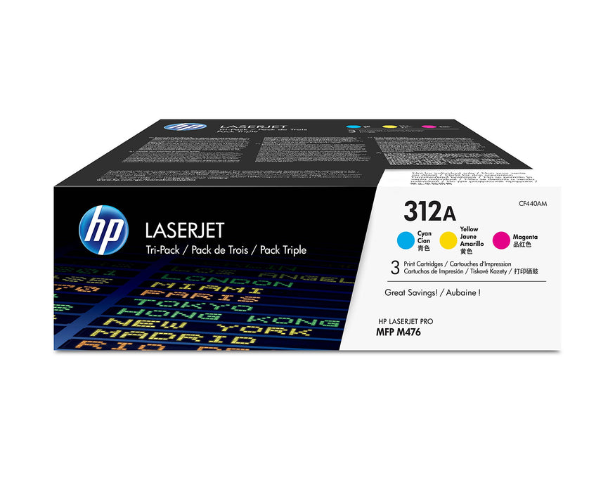 Best Value HP CF440AM 312A Original LaserJet Toner Cartridges, Cyan/Magenta/Yellow, Pack of 3