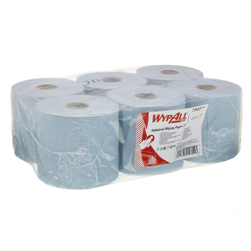 Best Value WypAll 7302 Industrial Wiping Paper L20 Centrefeed, 2 Ply, Blue (6 Rolls x 336 Sheets)