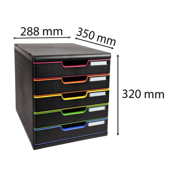 Exacompta Modulo A4 5 Drawer Black/Harlequin/Black 301914D