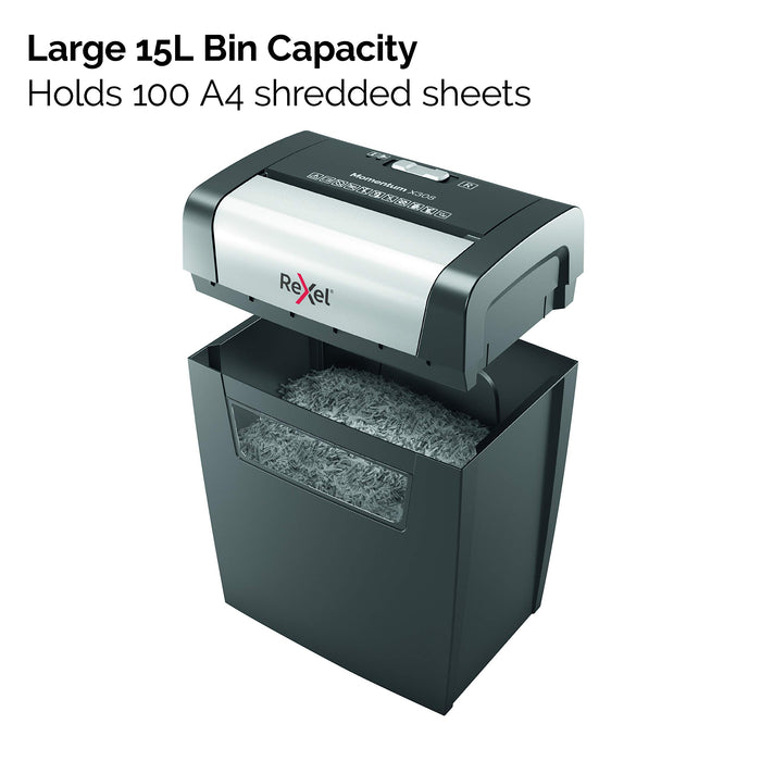 Best Value Rexel Momentum X308 Cross Cut Paper Shredder, Shreds 8 Sheets, 15 Litre Bin, Black, 2104570