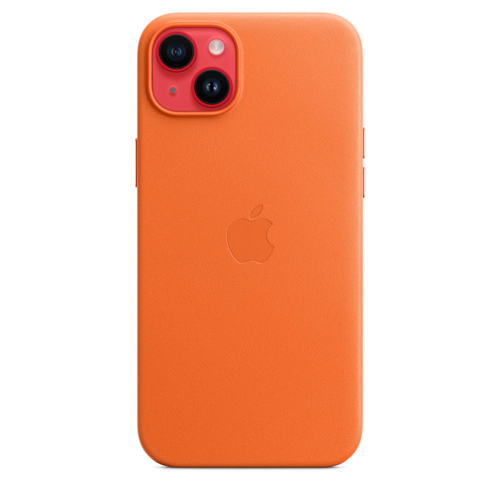 Apple - Back cover for mobile phone - MagSafe compatibility - leather - orange - for iPhone 14 Plus