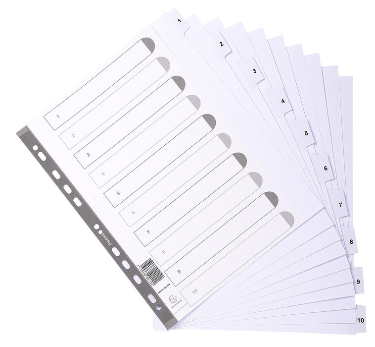 Best Value Exacompta Mylar Printed Indices, A4 Maxi, 10 Parts (1-10) - White