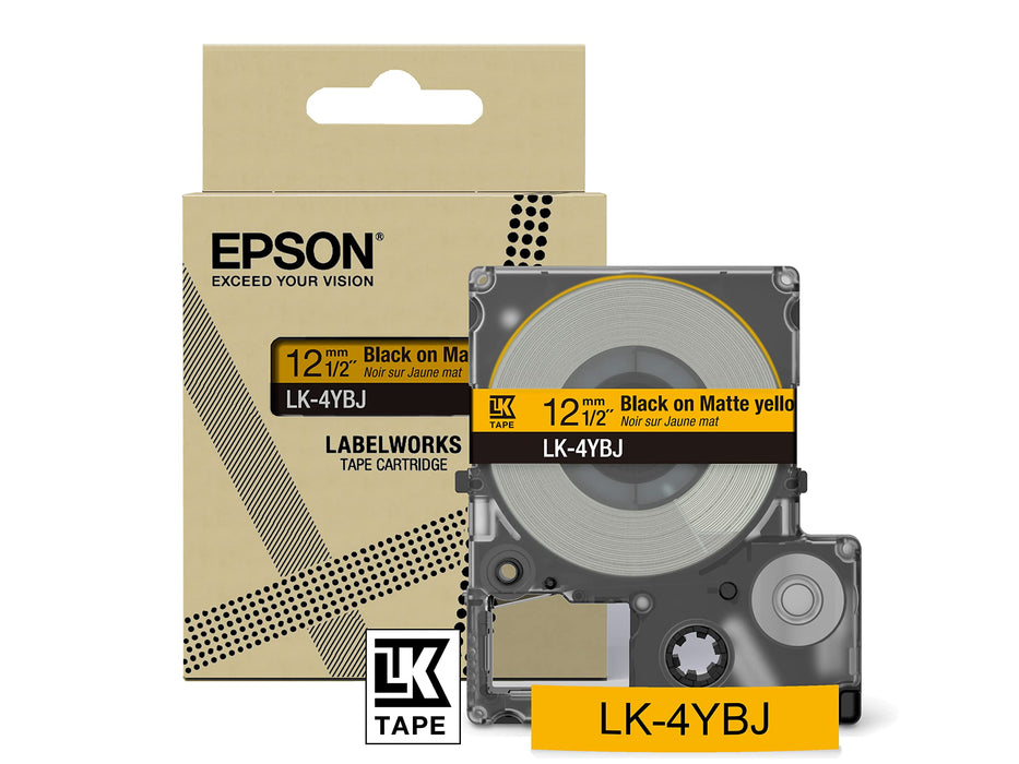 Epson LK-4YBJ Black on Matte Yellow Tape Cartridge 12mm - C53S672074