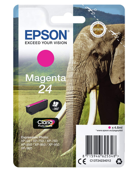 Best Value EPSON C13T24234012 Elephant Ink Cartridge for Expression Photo XP-960 Series, Magenta, Genuine, Amazon Dash Replenishment Ready