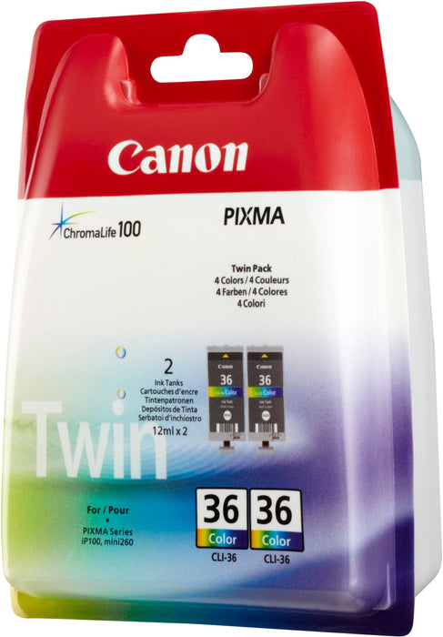 Best Value Canon CLI36 Ink Cartridge Twin Pack