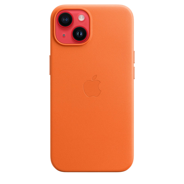 Apple - Back cover for mobile phone - MagSafe compatibility - leather - orange - for iPhone 14