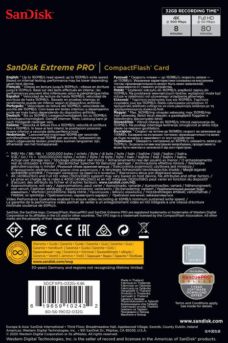 Sandisk 32GB Extreme Pro Compact Flash