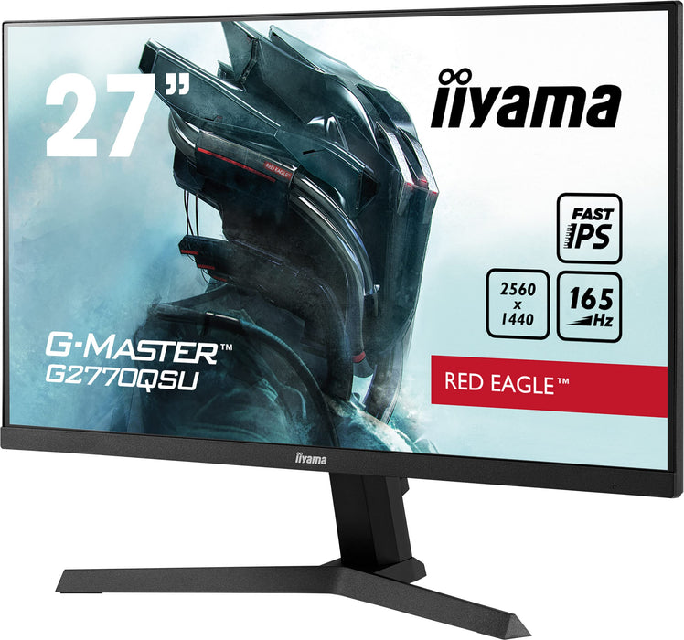 iiyama G-MASTER Red Eagle G2770QSU-B1 - LED monitor - 27" - 2560 x 1440 WQHD @ 165 Hz - Fast IPS - 400 cd/m² - 1000:1 - HDR400 - 0.5 ms - HDMI, DisplayPort - speakers - matte black