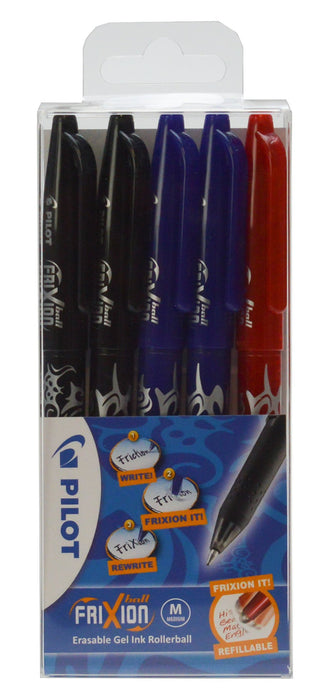 Best Value Pilot Frixion Erasable Rollerball 0.7 mm (Pack of 5) - 2 Black/2 Blue/1 Red