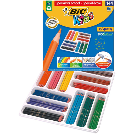 Best Value BIC Kids Evolution ECOlutions Colouring Pencils - Assorted Colours, Classpack of 144