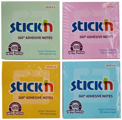 Best Value Stickn Repositionable 360 Notes 76x76mm Assorted PK12