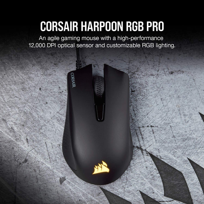 Best Value Corsair Harpoon PRO RGB, FPS/MOBA Optical Gaming Mouse (12000 DPI Optical Sensor, Lightweight, 6 Programmable Buttons, RGB Multi-Colour Backlighting) - Black