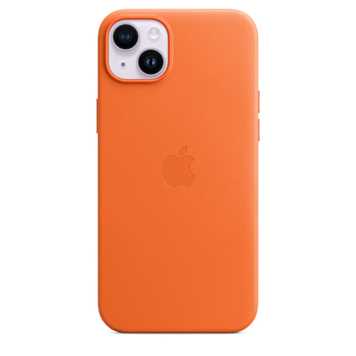 Apple - Back cover for mobile phone - MagSafe compatibility - leather - orange - for iPhone 14 Plus