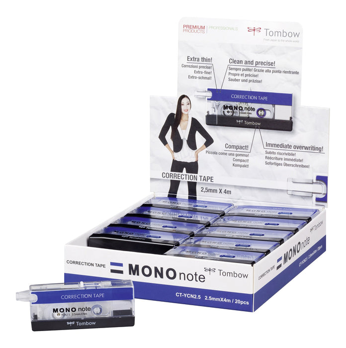 Tombow 2.5 mm x 4 m CT-Mono Correction Note Roll - Black/Blue/White (P —  Parkem