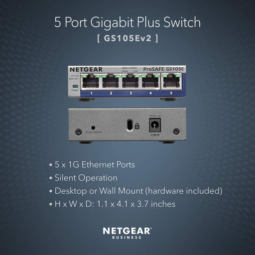 Netgear Prosafe Unmanaged 5 Port Gigabit Plus Switch