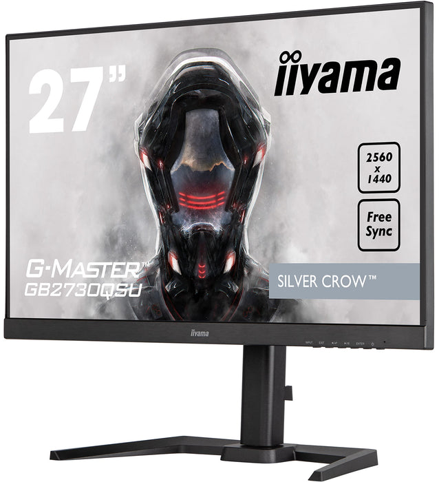 iiyama G-MASTER Silver Crow GB2730QSU-B5 - LED monitor - 27" - 2560 x 1440 WQHD @ 75 Hz - TN - 350 cd/m² - 1000:1 - 1 ms - HDMI, DVI-D, DisplayPort - speakers - black