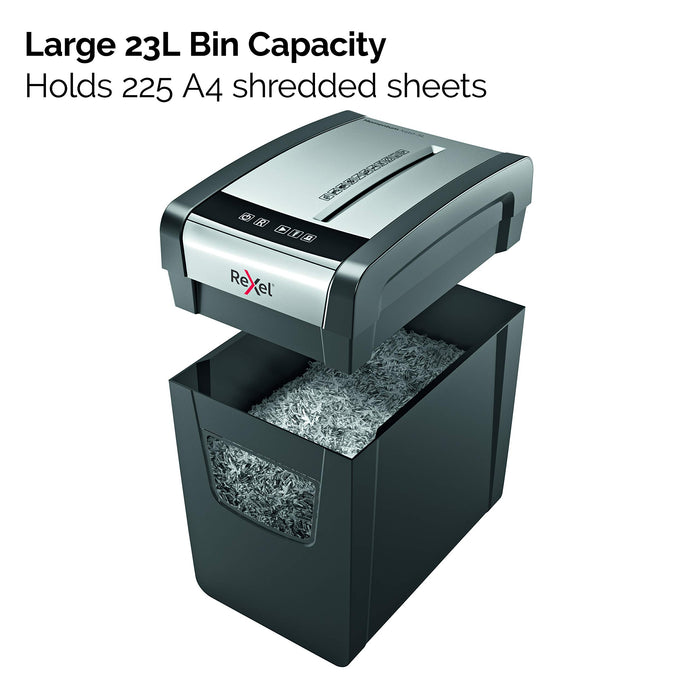 Best Value Rexel Momentum X410-SL Slimline Cross Cut Paper Shredder, Shreds 10 Sheets, 23 Litre Bin, Black, 2104573