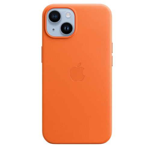 Apple - Back cover for mobile phone - MagSafe compatibility - leather - orange - for iPhone 14