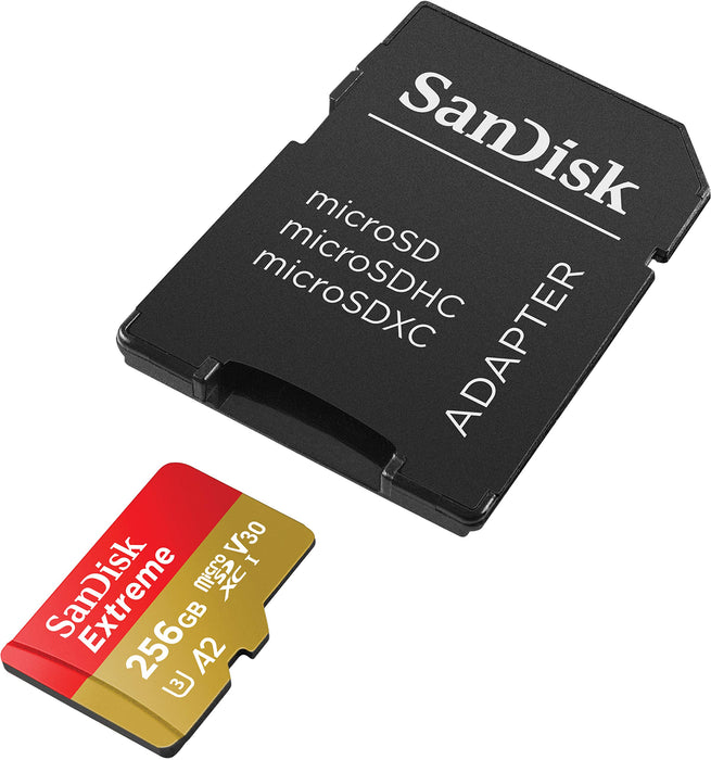 Best Value SanDisk Extreme 256 GB microSDXC Memory Card + SD Adapter with A2 App Performance + Rescue Pro Deluxe, Up to 160 MB/s, Class 10, UHS-I, U3, V30