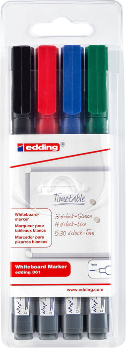 Best Value edding 361 Boardmarker Fine Bullet Tip Pack of 4 - Assorted