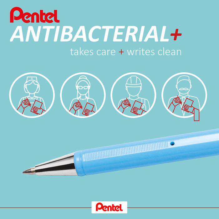 Pentel Superb Antibacterial Ballpen Assorted Pk4