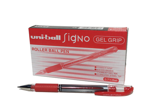 Best Value Uni-Ball 751107000 UM-151S Signo Gel Pens with Gel Grip, Red Gel, 0.7mm Stainless Steel Nib (Pack of 12)