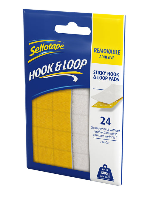 Best Value Sellotape"Hook & Loop" Removable Adhesive Pad (Pack of 24)