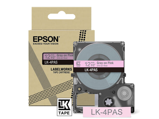 Epson LK-4PAS Gray on Soft Pink Tape Cartridge 12mm - C53S672103