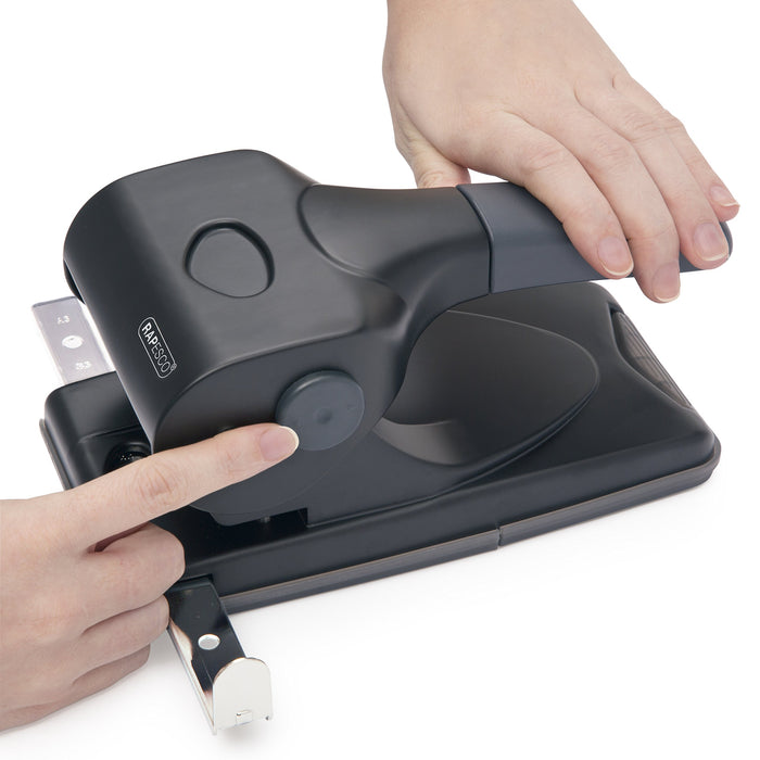 Best Value Rapesco 1015 Extra Heavy Duty 2-hole Punch 65-Sheet Capacity - Black/Grey