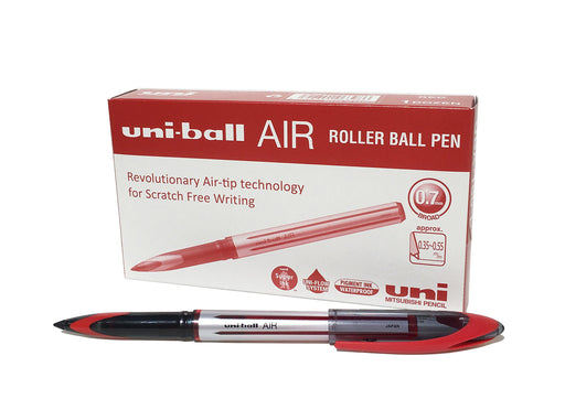 Best Value Uni-Ball UB-188-L Fountain Pen Tip 0.7mm Air Rollerball Pens, Red Gel, 12 Pack