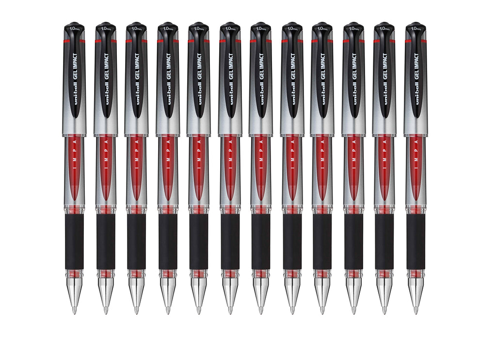 Best Value Uni-Ball UM-153S Signo Impact Gel Pens, Red Gel, 1mm Rubber Nib (Pack of 12)