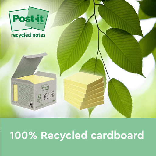 Post-it Recycled Z-Notes  76 mm x 76 mm Canary Yellow (Pack 16) 7100172251