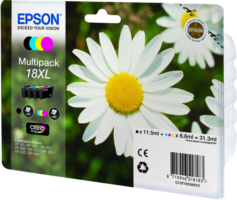 Best Value Epson XP30/302/405 X-Large Capacity Ink Cartridges, Black/Cyan/Magenta/Yellow, Pack of 4, Genuine, Amazon Dash Replenishment Ready