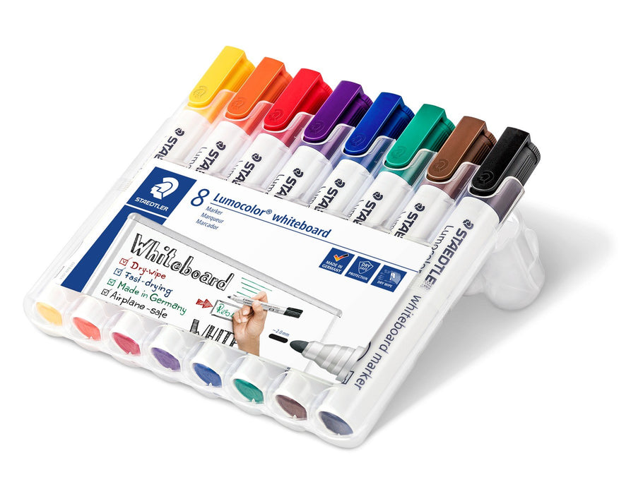 Best Value Staedtler 351 WP8 2 mm Lumocolor Bullet Tip Whiteboard Marker - Assorted Colours (Pack of 8)